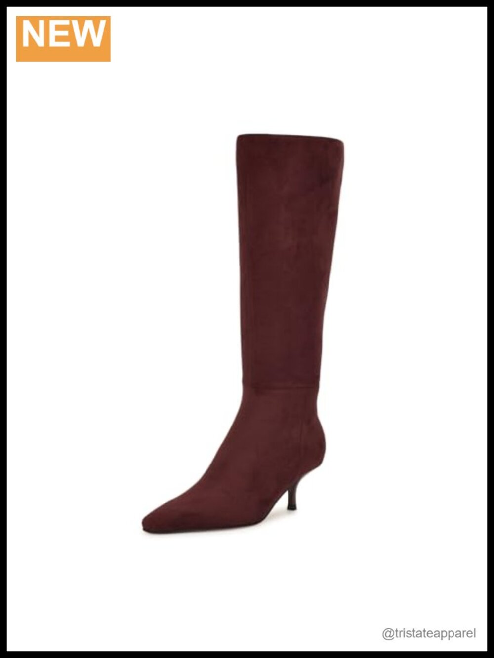 Nine West Havier Wide Calf Knee High Boots Square Toe Kitten Heel Faux Suede